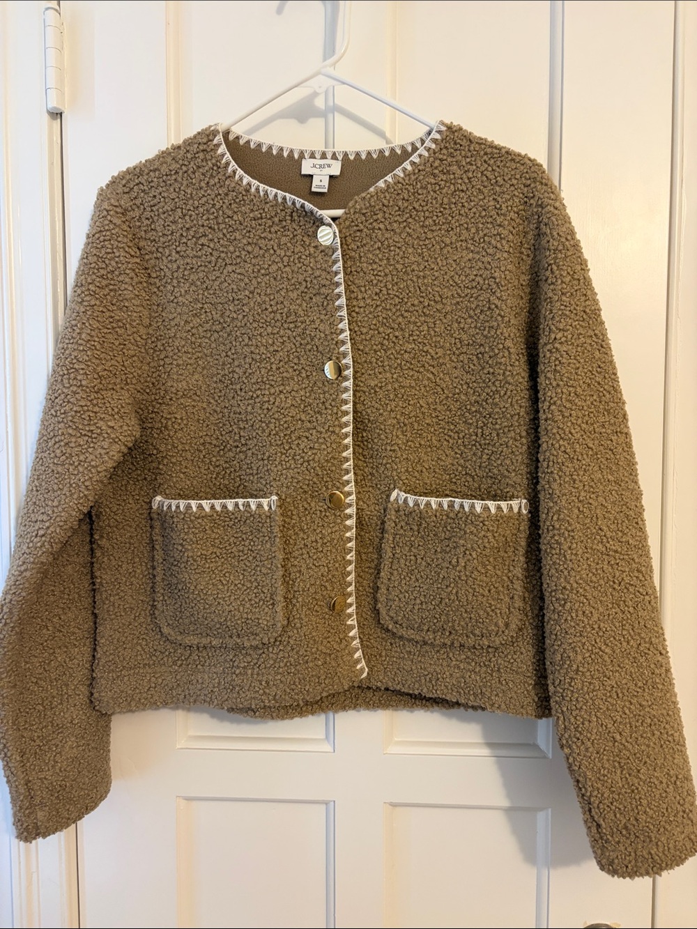 J. Crew Women’s Sherpa Jacket with White Trim
